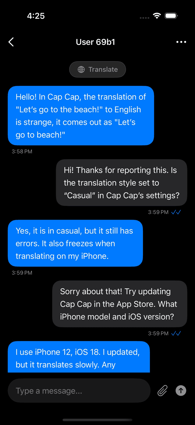 Heap Chat mobile app screenshot 1